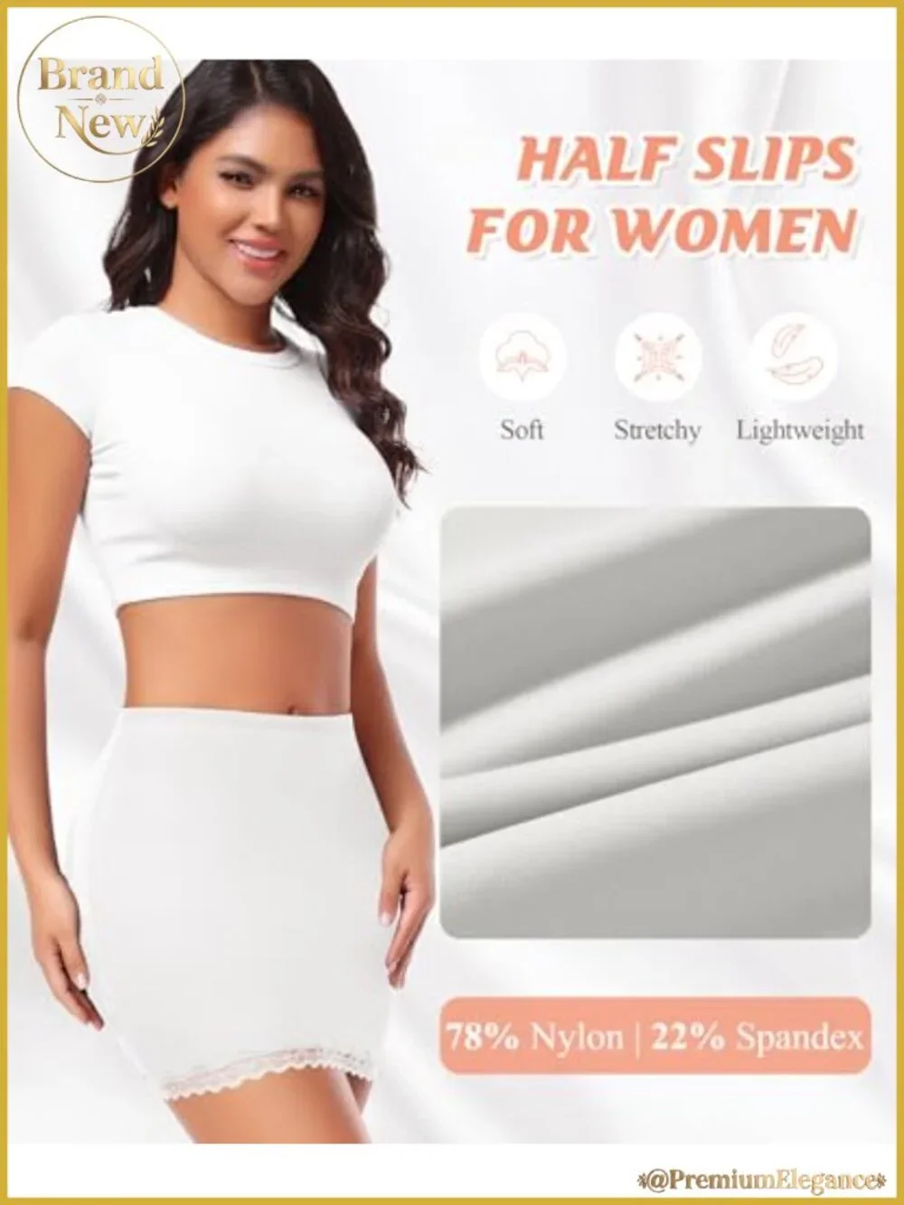 Half Slip Women Under Dress Non Cling Lace Trim Above Knee Underskirt